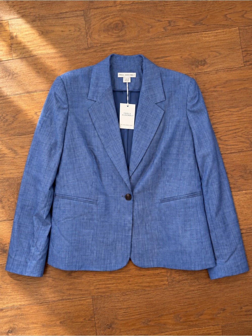 Frame Assembly Blue Single-Button Women's Blazer Sz L NWT